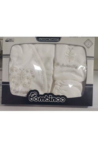Bambinoo Bambino Kremkelebek 5 Li Zıbın Seti Hastane Çıkışı Pamuklu Krem