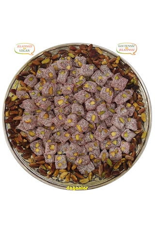 Narlı Antep Fıstıklı Çifte Kavrulmuş Lokum Helal-vegan-glütensiz-jelatinsiz 1000 Gr. 1 Kg.