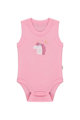 Civil Baby Unicorn Baskılı 0-3 Yaş Çıtçıtlı Badi - Pembe