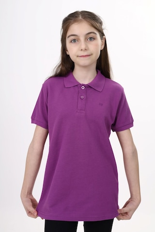 Toontoy Kids Toontoy Unisex Polo Yaka Düğmeli Uzun Kısa Tişört Mor