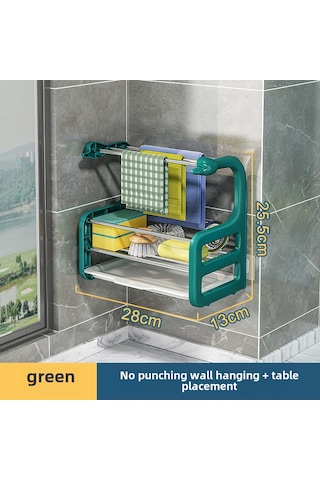 Youtek Mutfak Mop Ve Havlu Kurutma Rafı - Duvar Montajlı + Su Topu Hediyeli, Çok Amaçlı Depolama Aleti, Yeşil Renk Küçük K天鹅 Modeli Diğer
