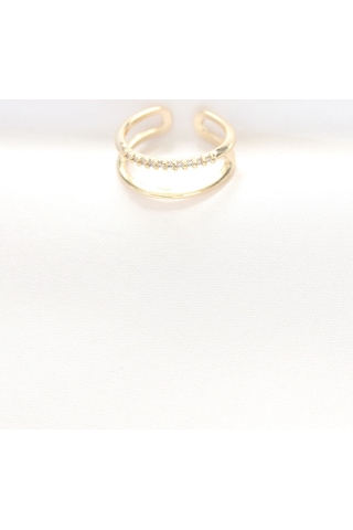 2li Görünümlü Su Yolu Tasarımlı Gold Renk Ayarlanabilir Yüzük - Tj-byk3136 Gold