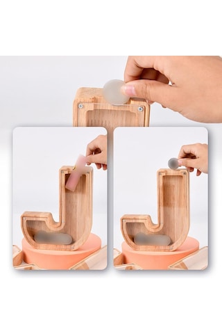 26 Alfabe Kumbara Madeni Para Kumbara Ahşap Harf Tasarruf Kutusu Masaüstü Süsü Ev Dekorasyonu El Sanatları Çocuklar İçin