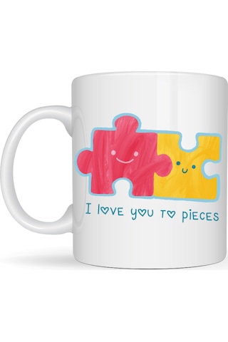 I Love You To Pieces Baskılı Porselen Kupa Model 14 - Sevgiliye Arkadaşa Özel Tasarım Kahve Kupası - Hediye Kupası Diğer