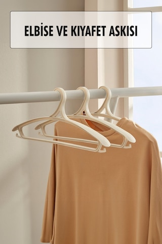 3 Lü Geniş Kıyafet Ve Elbise Askısı Beyaz 43 Cm Askı Siyah