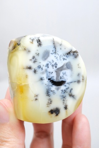 Merlinit Dendritik Opal - Mavi Kalsedon Ve Bal Opalı Serbest Form İçgörü Ve Denge Taşı, 117g