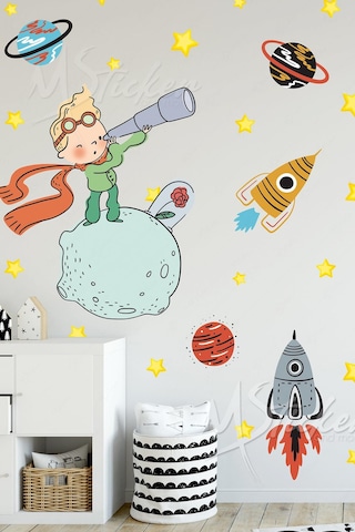 Küçük Prens Uzay Macerası Çocuk Bebek Odası Duvar Sticker Seti