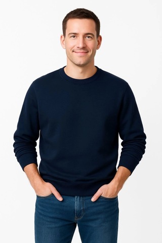 Veraura Lifestyle Erkek Üç İplik Düz Bisiklet Yaka Sweatshirt - Lacivert