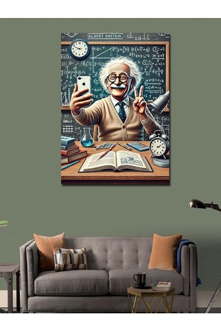 Kanvas Tablo Einstein Ve Bilimsel Çalışma 50cmx70cm