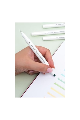 Pastel Renk 12 Renk Çift Uçlu Fosforlu Kalem Seti, Highlighter Ve Fineliner 124-Pembe