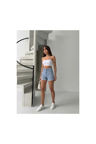Bluemarlin İncili Buz Kar Kısa/mini Yırtmaçlı Kot Denim Şort Buz Kar