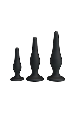 Hızlı Express Pretty Love Best Butt 3 Farklı Boyda Hazırlık Seti Anal Plug Açıcı Set Siyah
