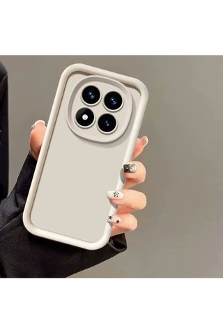 Xiaomi Redmi Note 14 Pro 5g / Poco X7 5g Kılıf Kamera Korumalı Kalın Kenarlı Viera Silikon Case Krem
