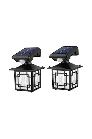 Gajeena 2'li Güneş Enerjili Duvar Lambası, Ip65 Su Geçirmez, İnsan Algılama, 300lm Isınma Işık, Bahçe Yol Aydınlatması
