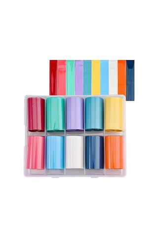 10lu Tırnak Süsleme Folyosu Pastel Düz Renkler Nail Art Transfer Folyo Wnf-229