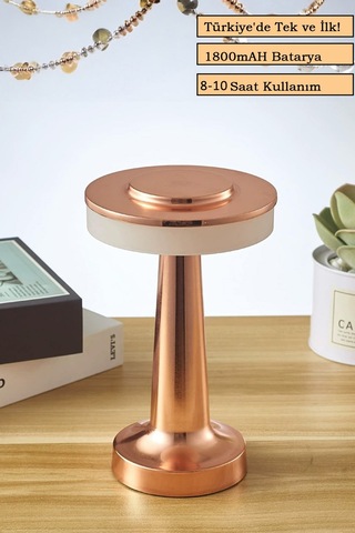 Rose Gold Renkli Dekoratif Dokunmatik Masa Lambası Şarjlı