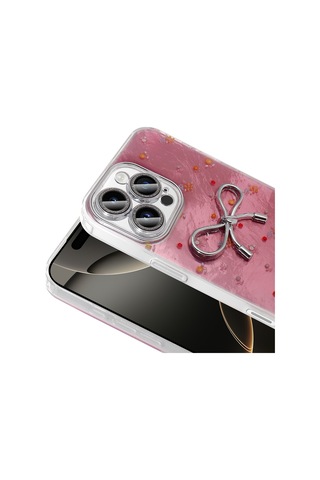 Apple Uyumlu iPhone 16 Pro Kılıf Kamera Korumalı Figürlü Zore Ponti Silikon Kapak - Lila Lila