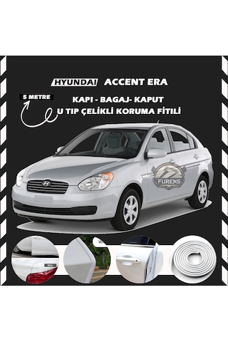 Hyundai Accent Era Oto Araç Kapı Koruma Fitili 5metre Parlak Beyaz Renk