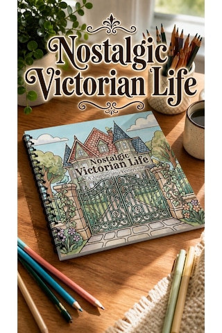 Vintage Nostalgic Victorian Life 20x20 Cm Büyük Boyama Kitabı, Çocuklar Ve Yetişkinlere