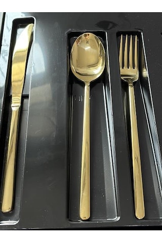 Arsel Lotus Titanyum Gold 84 Parça Kutulu Çatal Bıçak Takımı 4 Mm Gold