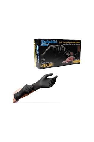 Dolphin Nitril Siyah Eldiven M 100'lü Dolphin Nitril Siyah Eldiven M 100'lü