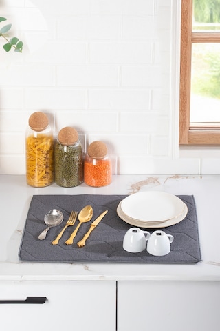 Porsima 3139-3 2li Mikrofiber Tezgah Üstü Kurutma Matı Kurulama Bezi Süper Emici Bulaşıklık Antrasit Antrasit