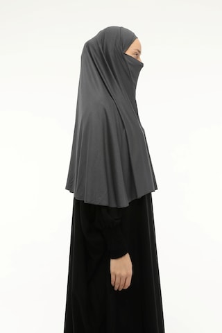 Altobeh Hazır Türban Peçeli Pratik Eşarp Tesettür Nikaplı Hijab - Namaz Örtüsü Sufle 3xl - Füme Füme