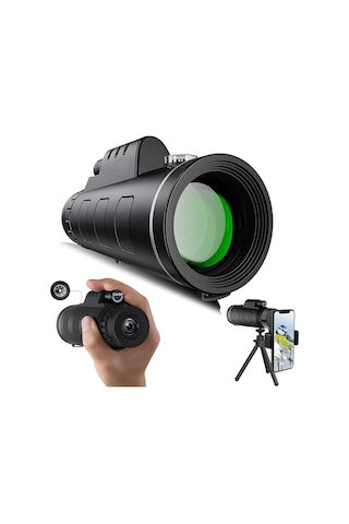 Monoküler Dürbün, 12x50 Yüksek Çözünürlüklü Monoküler Teleskop Akıllı Telefon Tutucu Tripodlu Yetişkinler