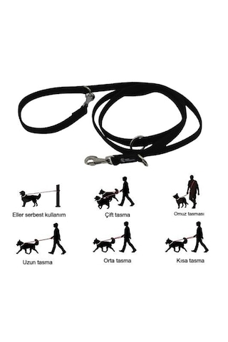 Çok Amaçlı Ayarlanabilir Köpek Gezdirme İpi Tasması Siyah