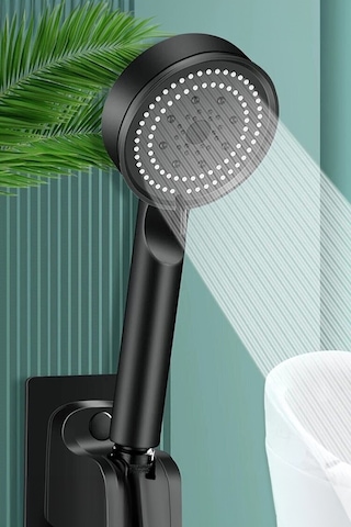 Mobee Turbo Pervaneli 5 Fonksiyonlu Tasarruflu Duş Başlığı Duş Hortumu 150 Cm Ve Mafsal Siyah