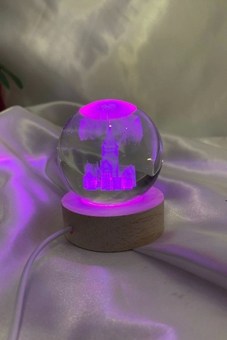 3d Led Işık Gecelambası Cam Küre Çok Renk Günışığı Ahşap Galata Kulesi Gece Lambası 6 Cm