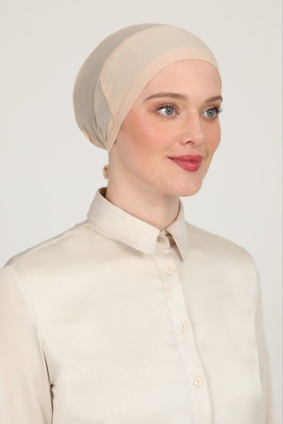 Melodi Scarf Kadın Tesettür Parisien Tüllü Climafit Likralı Nefes Alan Parizyen Dikişsiz Bone Bej Bej