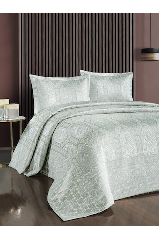 Jakarlı Grena Yatak Örtüsü Seti Yeşil