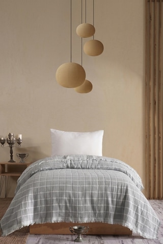 Miracolo Home Gri Müslin 4 Katlı Yatak Örtüsü Pike Tek Kişilik Pamuklu Pike 170x204