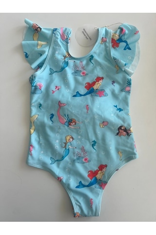 Petityu Mermaid Akvaryum Mavi Mayo Sırtı Fiyonk Detaylı Hızlı Kuruyan Kız Çocuk Mayo Mavi