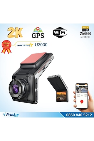 U2000 Wifi + Gps 1440p 170 Geniş Açı Gece Görüşlü Akıllı Araç İçi Kamera