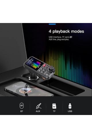 Suofeng Araç İçin Akıllı Bluetooth Mp3 Çalar - Fm Vericili, Usb Şarj, Hd Ses, El Serbest Konuşma