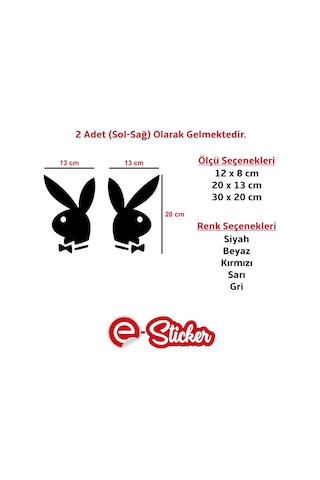 2 Adet Playboy Tavşan Oto Sticker Araba Sticker