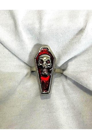 Dükkan Design Kuru Kafa Tabut Gotik Yüzük Kırmızı