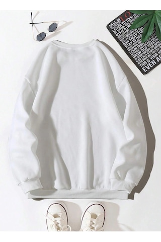 Adrift Letter Graphic Sweatshirt Beyaz Beyaz