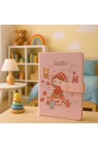 Çocuk Kilitli Resimli Anı Defteri 100 Yaprak İthal Ürün Smile Pembe