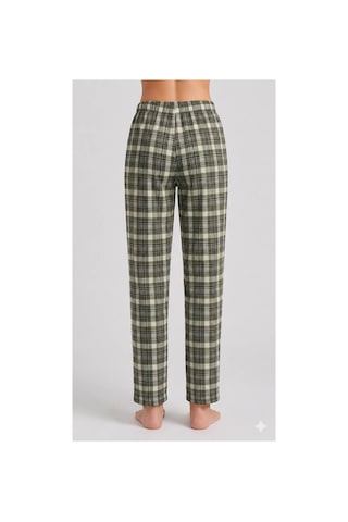 Yasar Underwear Kadın Ekose Pijama Altı Lastikli Bel Kurdele Detaylı Rahat Kesim Haki,siyah Haki,siyah