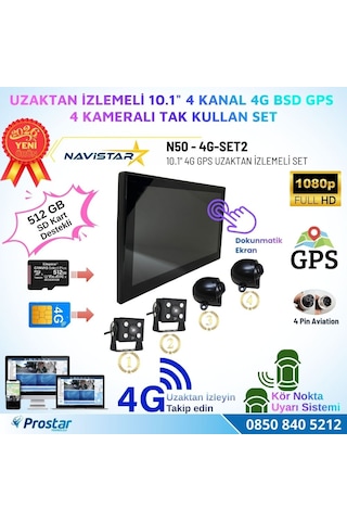 Uzaktan İzlemeli 10 İnç 4 Kanal 4g Gps Bsd Kör Nokta Uyarı Sistemli Ir Led Kameralı Profesyonel Araç Kamera Seti