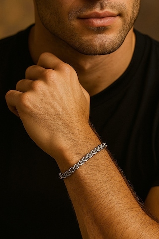 Lufigo Angelus Model 3mm Kalın Kararmaz Unisex Bileklik Gümüş Kaplama 357 Çok Renkli