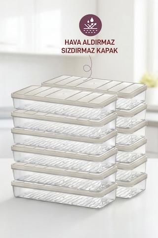 Selka Home 12 Adet 1 Lt. Nora Organizer Buzdolabı Buzluk Düzenleyici Saklama Kabı