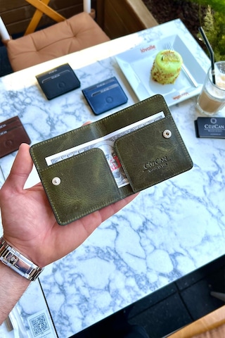 Rixe Antik Yeşil Unisex Hakiki Deri Kartlık Cüzdan Ultra Ince Kişiye Özel Isim Baskılı Yeşil