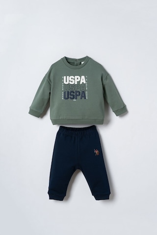 U.S. Polo Assn. Erkek Bebek Baskılı Yeşil Uzun Kol Pijama Takım Usb3180-c-v2 Usb3180-c-v2