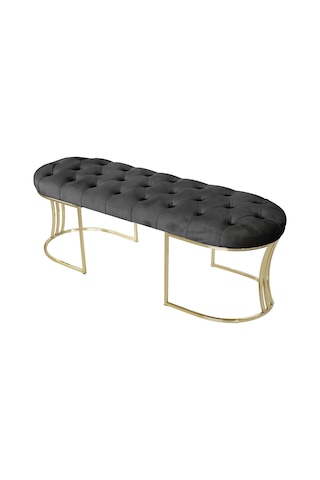VİEGO GOLD ANTRASİT-Kapitoneli Model Puf&Bench&Koltuk-Oturak-Uzun Makyaj Puff-Yatak Odası Ucu&Önü