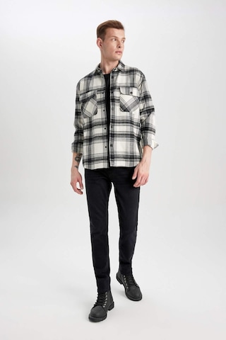 DeFacto Relax Fit Waffle Kareli Pamuklu Uzun Kollu Gömlek Z0639AZ24SPBK81