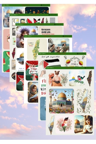 6'lı Filistin Temalı 12 17 Cm Sticker Seti Diğer